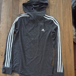 Adidas Charcoal Hoodie with White Accents